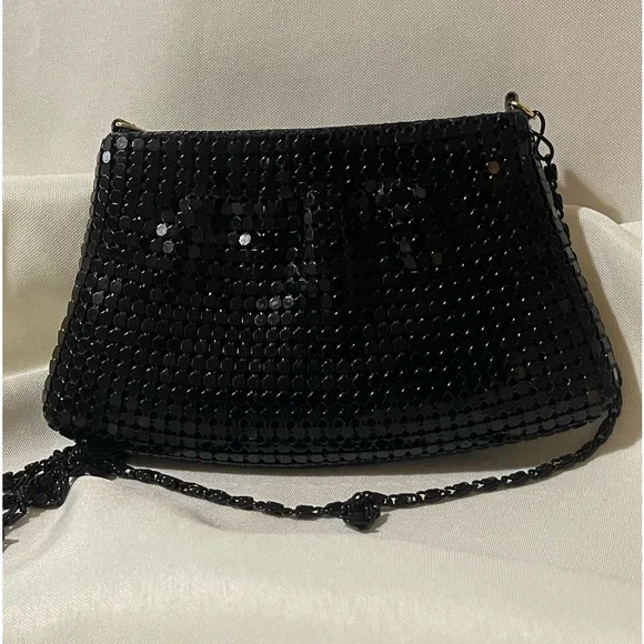 Vintage Black Mesh Evening Bag with Chain Strap by Y & S - Picture 3 of 9